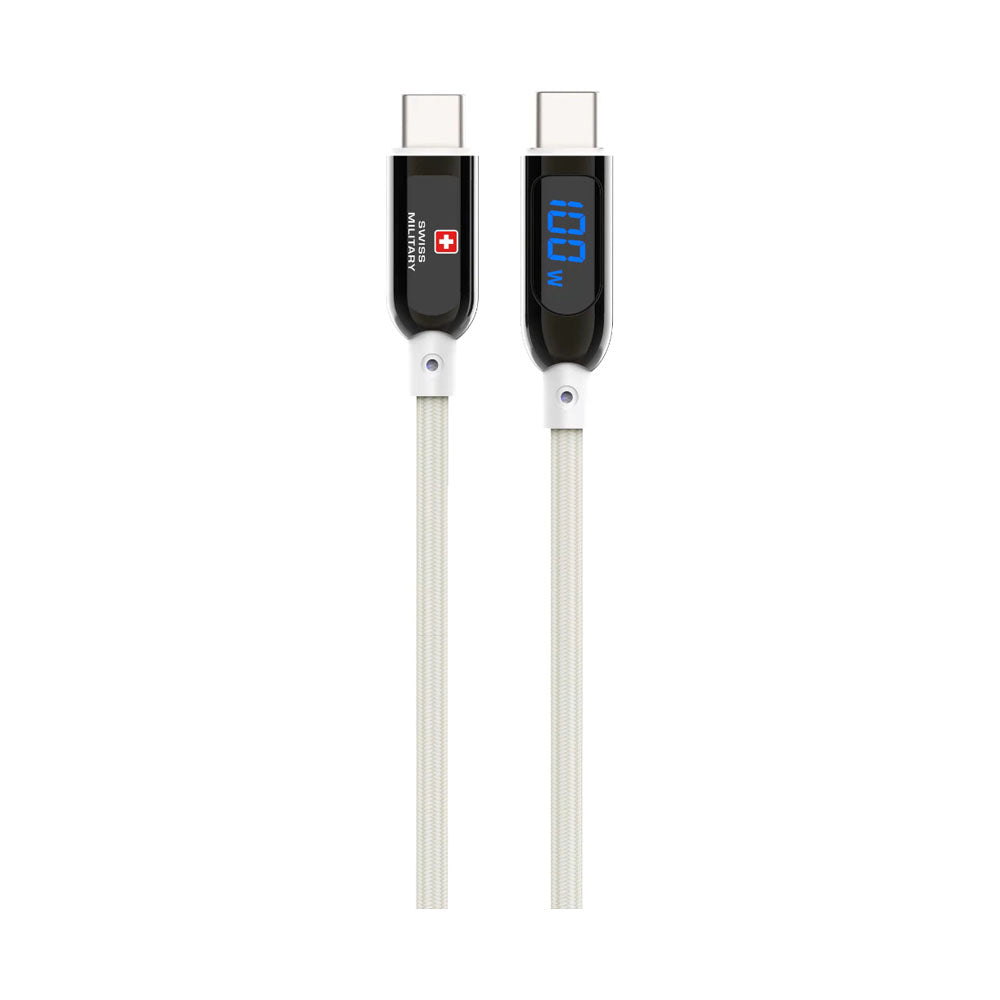 Swiss Military Braided Type-C To Type-C Data Sync and Charging Cable 2M White