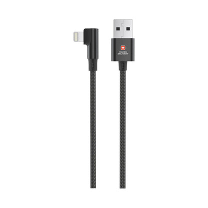 Swiss Military Braided Type-A To Lightning Data Sync and Charging Cable 2M Black