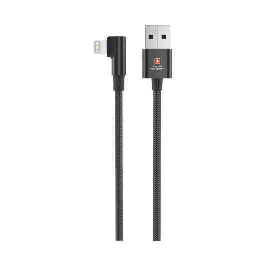 Swiss Military Braided Type-A To Lightning Data Sync and Charging Cable 2M Black