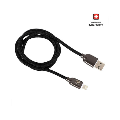 Swiss Military Braided Type-A To Lightning Data Sync and Charging Cable 2M Black