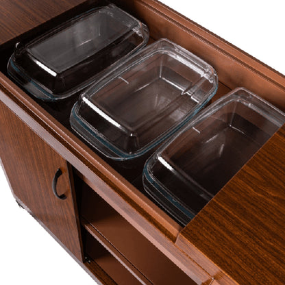 Wolf Power 3 Dish Food Warmer Trolley with Slide Cover Mahogany