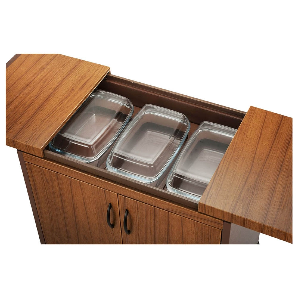 Wolf Power 3 Dish Food Warmer Trolley with Slide Cover Golden Oak