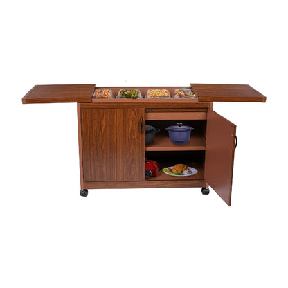 Wolf Power 4 Dish Food Warmer Trolley with Slide Cover Mahogany