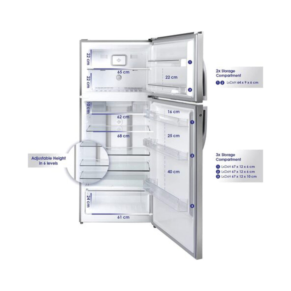 Super General Double Door Refrigerator 479L Silver SGR615I