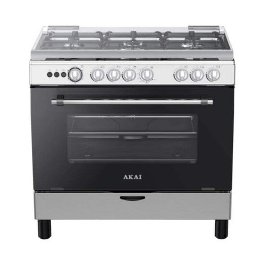 Akai  5 Burner Gas Cooker Silver CRMA-M96SCE