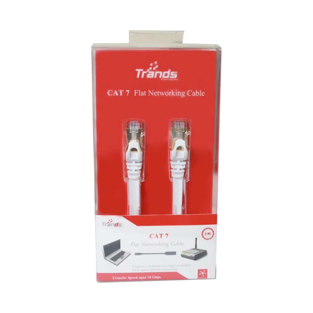 Trands CAT7 Flat Networking Cable White