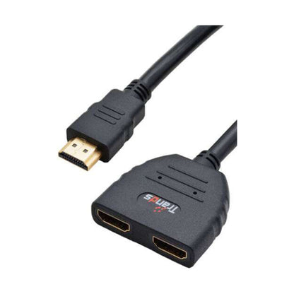 Trands 1-In-2 Out HDMI Male To Dual Female HDMI Splitter Cable 100cm Black