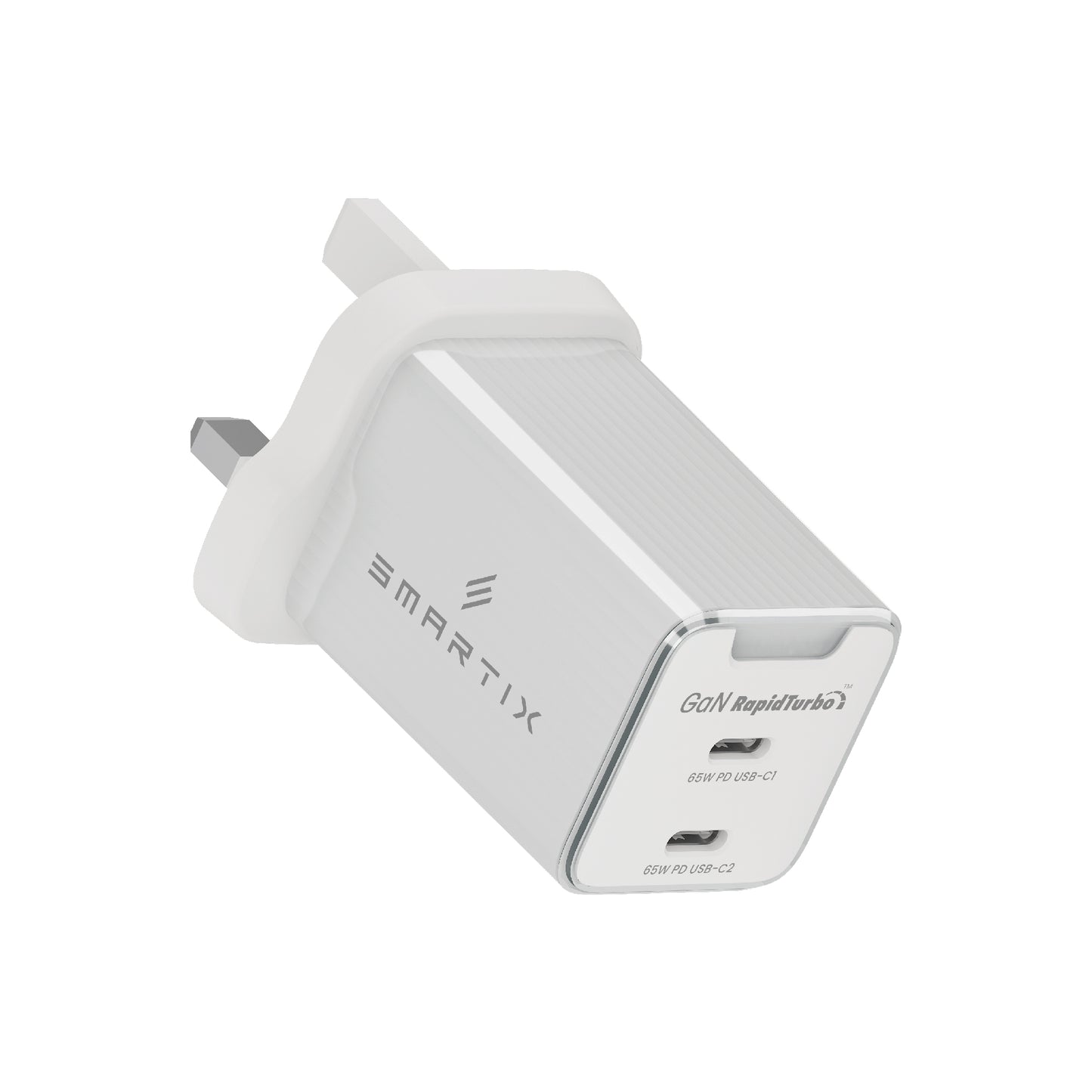 Smartix SXWA65WTE Compact UK Wall Adaptor 65W GaN White