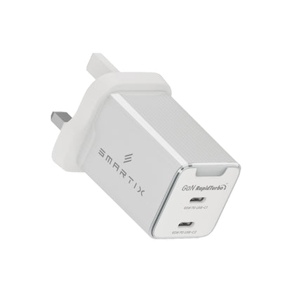 Smartix SXWA65WTE Compact UK Wall Adaptor 65W GaN White