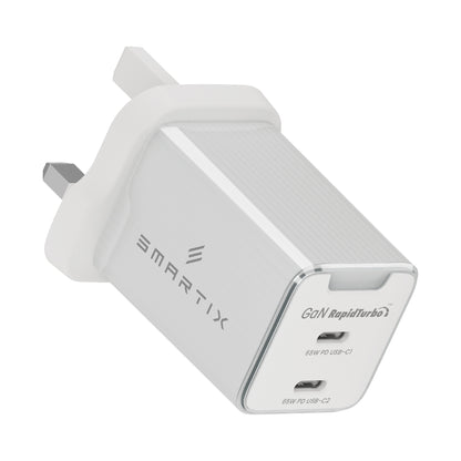 Smartix SXWA65WTE Compact UK Wall Adaptor 65W GaN White
