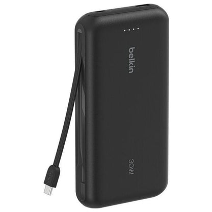 Belkin 20000mAh Power Bank PD 30W with Built-in USB-C Cable – Black