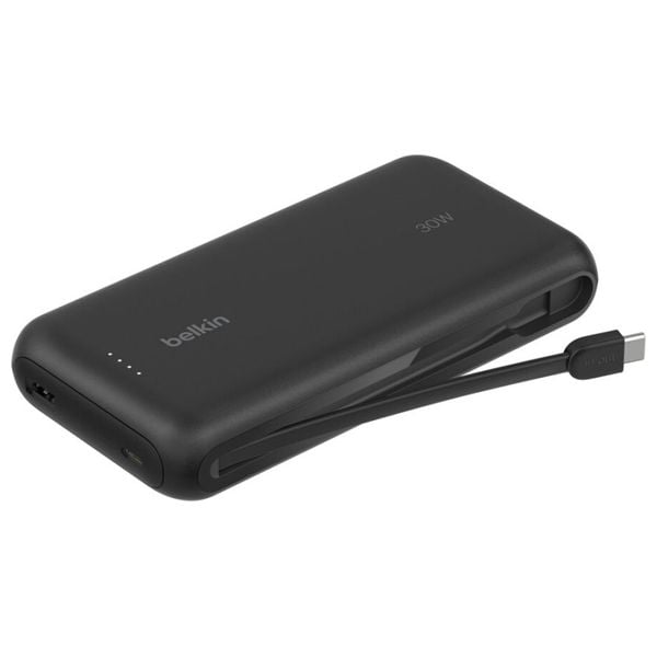 Belkin 20000mAh Power Bank PD 30W with Built-in USB-C Cable – Black