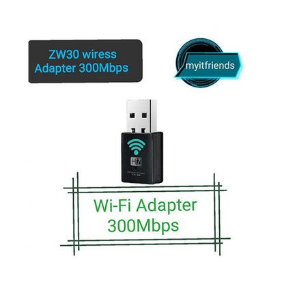 Heatz Universal Nano USB Wifi Wireless Adapter 300 Mbps Black