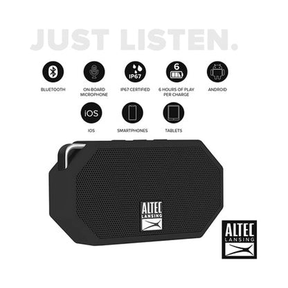 Altec Lansing Mini H20 Rugged Bluetooth Speaker Black