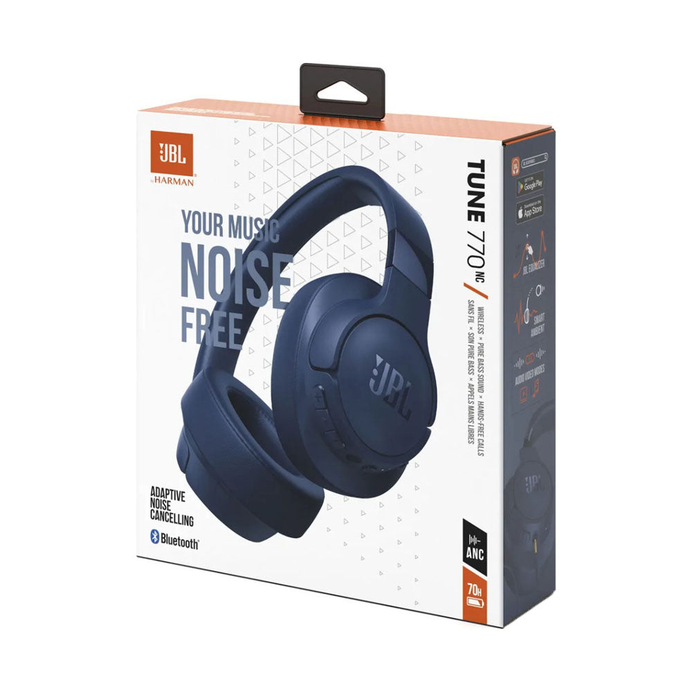 JBL Tune 770NC Noise Cancelling Wireless Over Ear Headphones Blue