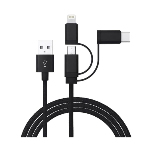 Smart iConnect 3-In-1 Fast Charging & Sync Cable Black