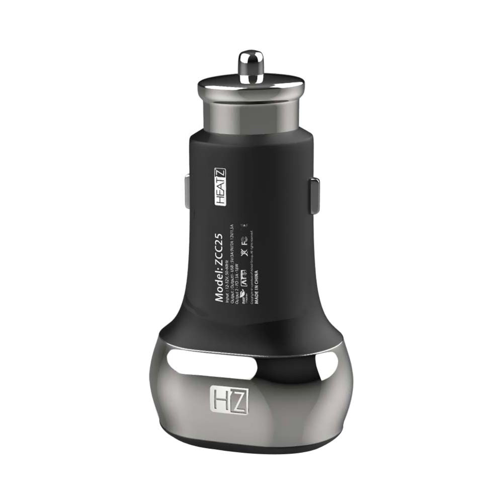 Heatz Dual Port PD USB Fast Car Charger Black