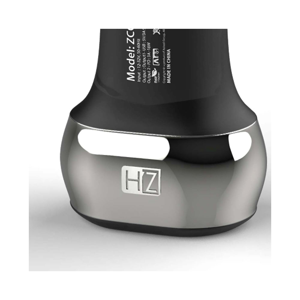 Heatz Dual Port PD USB Fast Car Charger Black