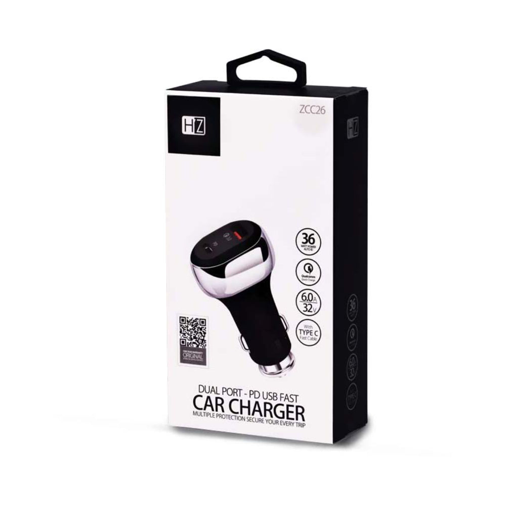 Heatz 6A Qualcomm PD Port Car Charger Black