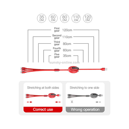 Totu Elite Series 3 in 1 Retractable Cable Black