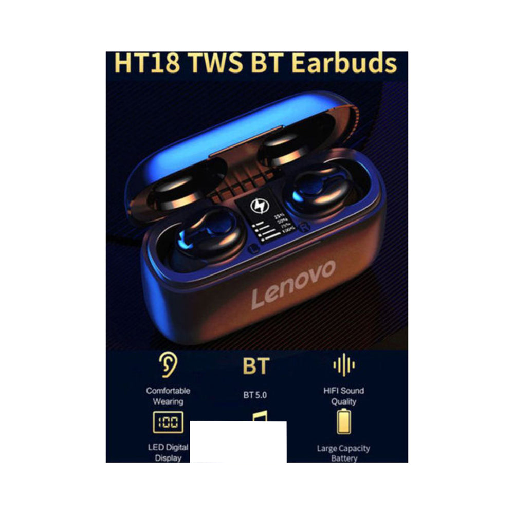 Lenovo True Wireless Stereo Earbuds with Charging Case Black