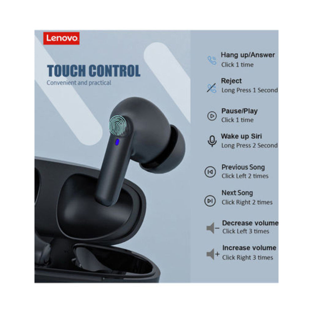 Lenovo True Wireless Earbuds with Charging Case Black