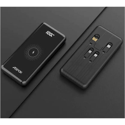 Aspor Quick Charging Wireless Power Bank 10000mAh Black