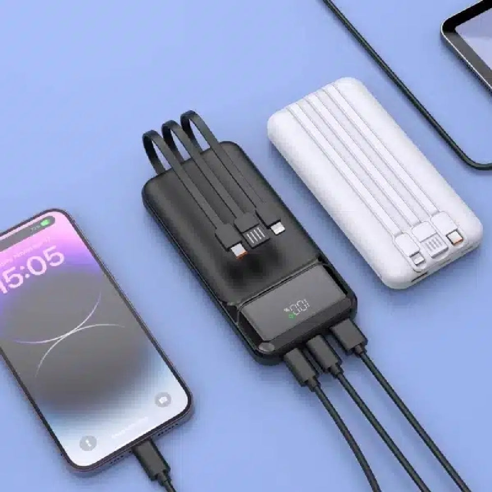 Aspor Power Bank with Built in Cables 10000mAh Black