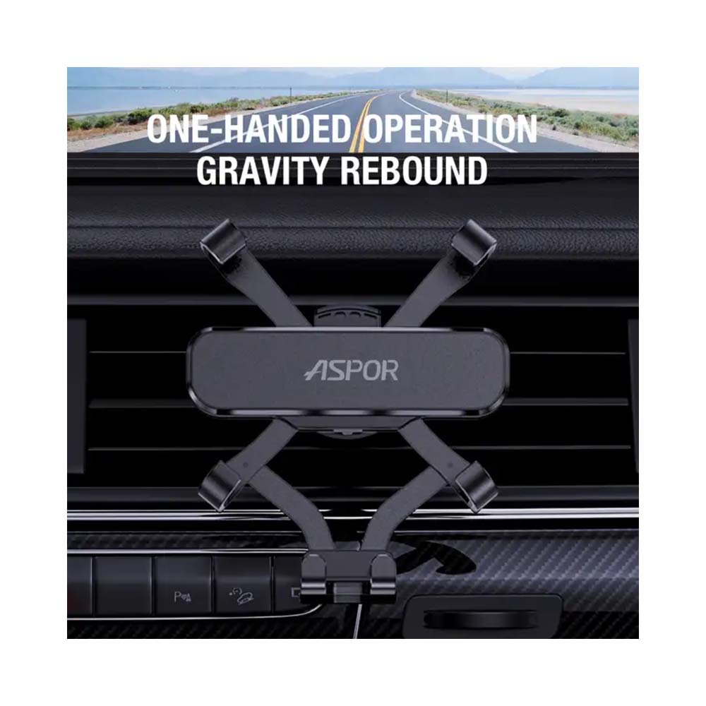 Aspor Hot Selling Gravity Mobile Car Mount Bracket Black