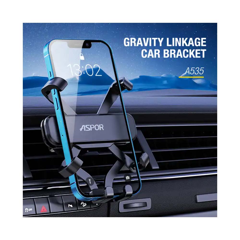 Aspor Hot Selling Gravity Mobile Car Mount Bracket Black