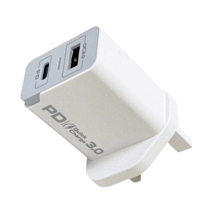 Aspor 20W PD wall charger with USB-A port White