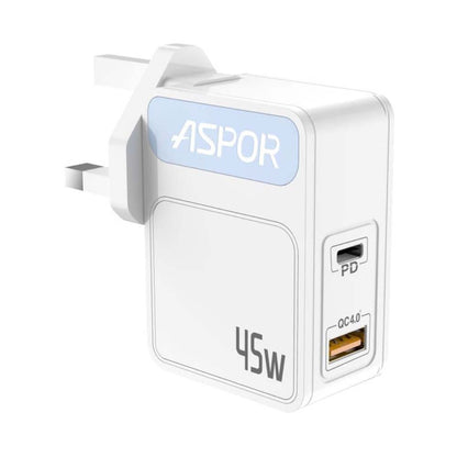 Aspor PD+QC 3.0 Fast USB Wall Charger White