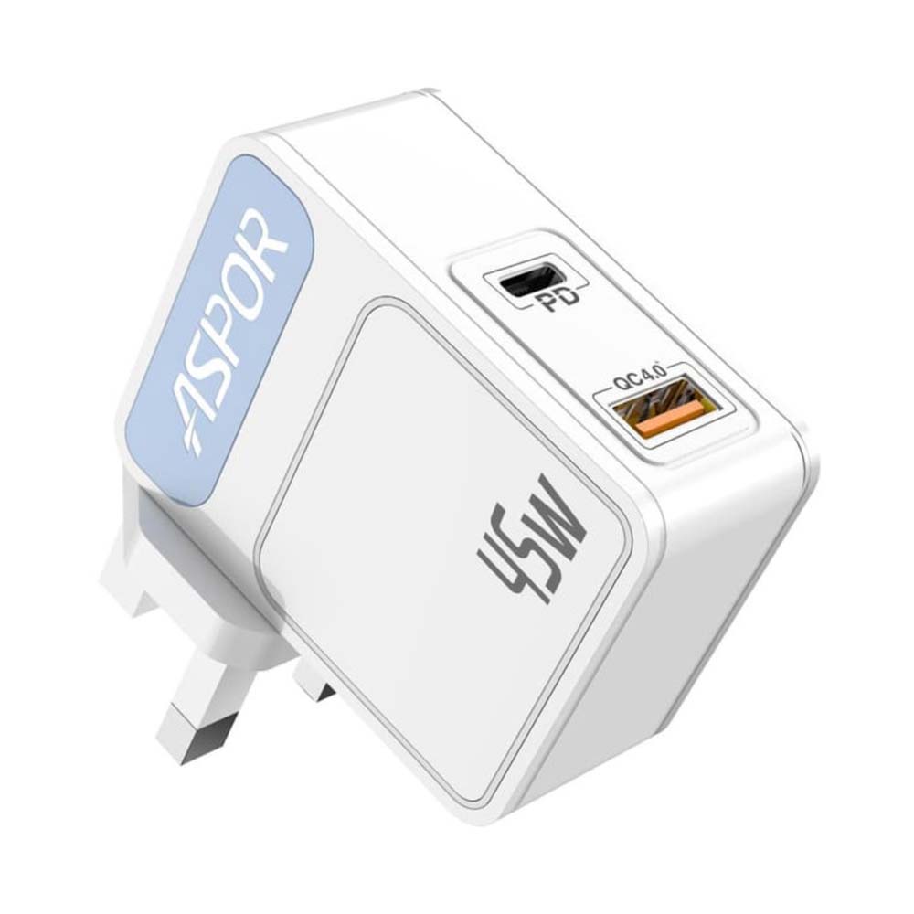 Aspor PD+QC 3.0 Fast USB Wall Charger White