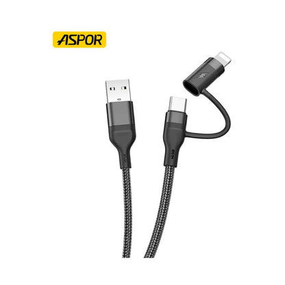 Aspor 4 in 1 Wired Wholesale New USB Fast Charger Data Cable 1.2m Black