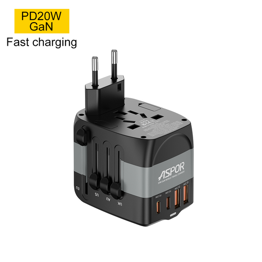 Aspor A892 20W GaN  Univ Travel Adaptor