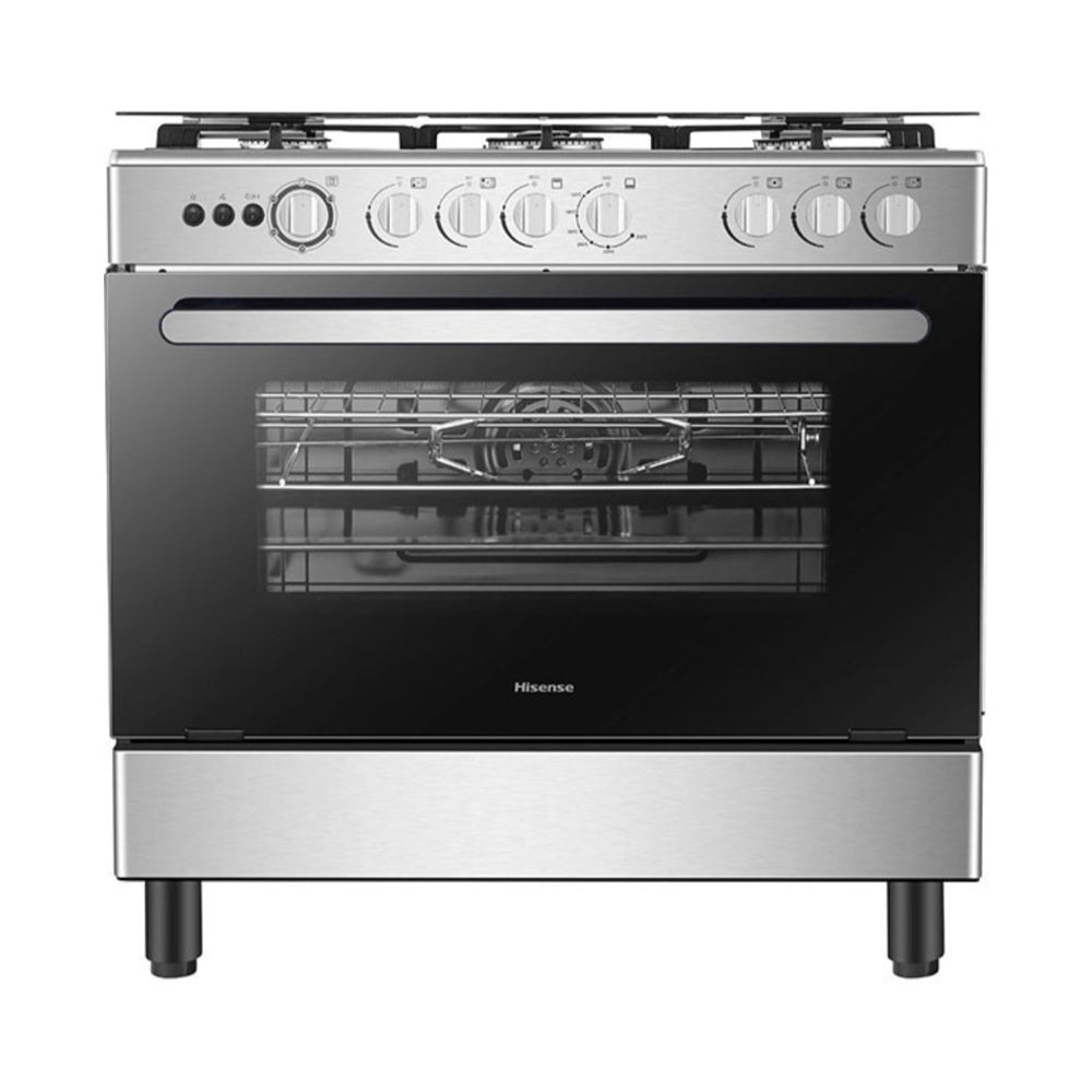 Hisense Free Standing 5 Burner Gas Cooker Silver HFG90335RX