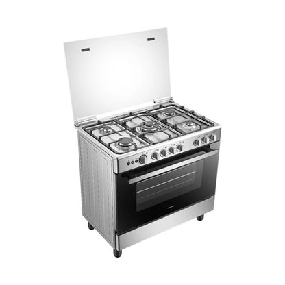 Hisense Free Standing 5 Burner Gas Cooker Silver HFG90335RX