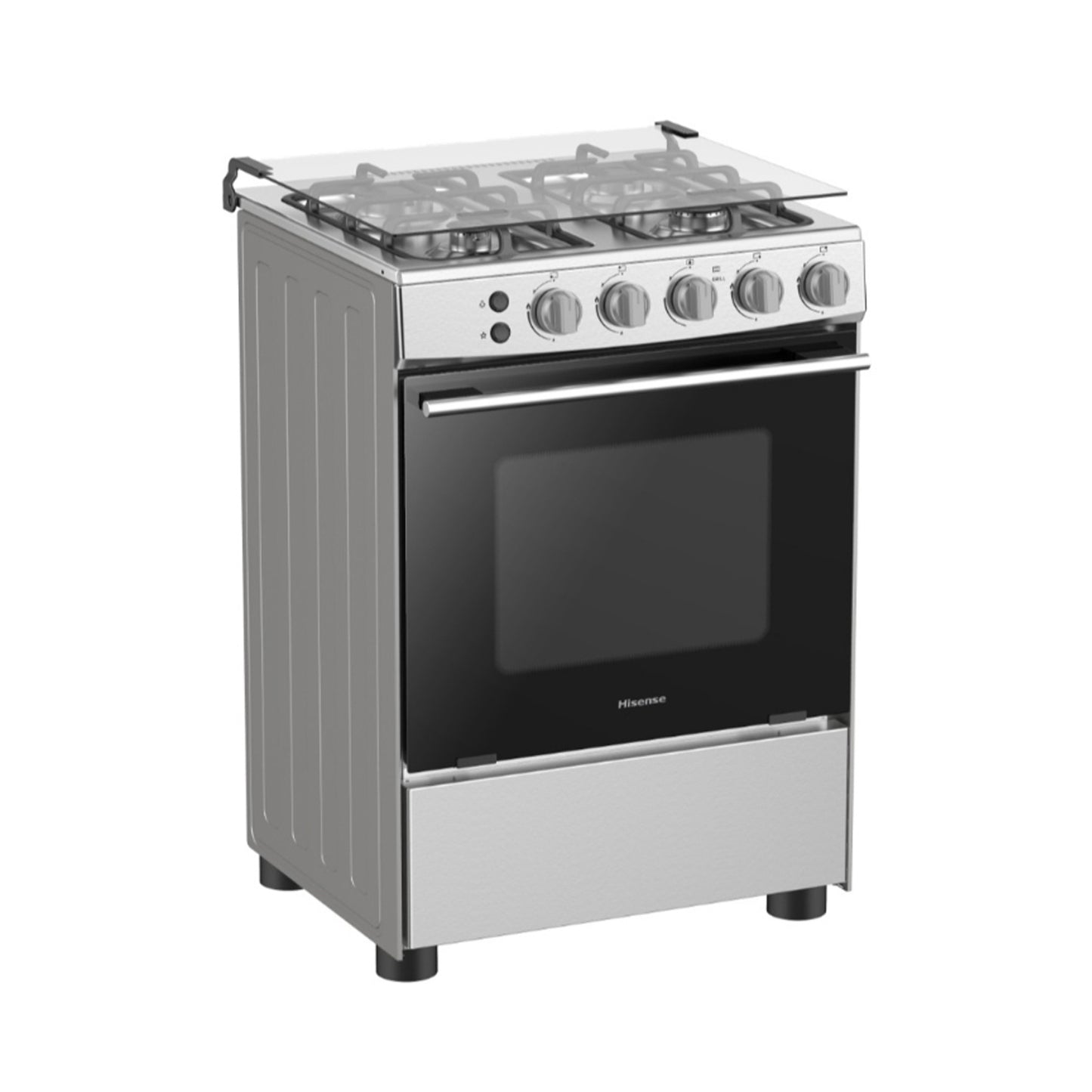 Hisense 4 Burner Free Standing Gas Cooker Silver HFG60121X