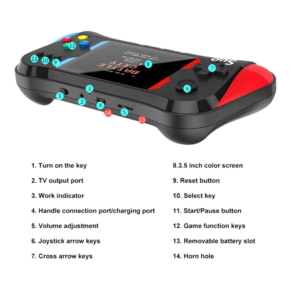 SUP 500 in 1 Oh Youth Sup Gaming Mini Electronic Gamepad Black