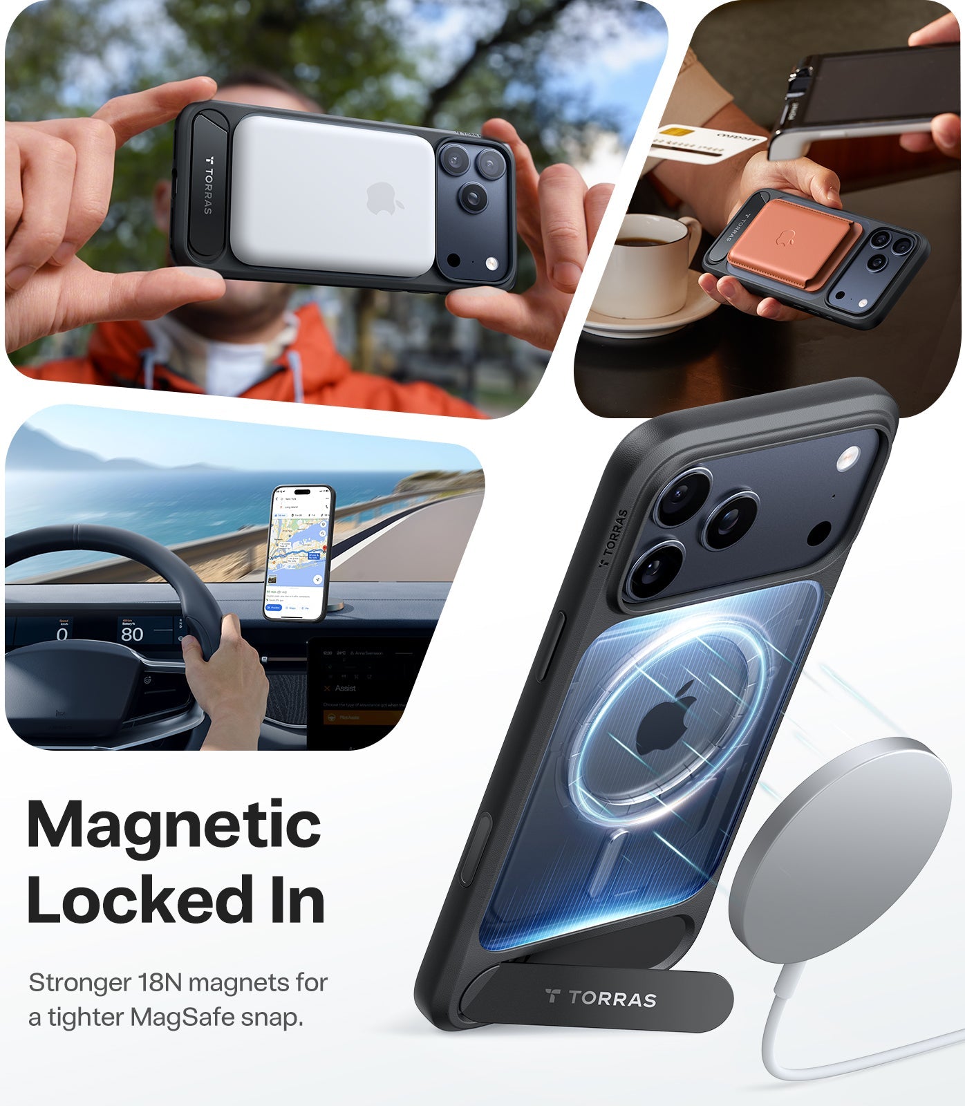TORRAS Pstand Case for iPhone 17 Pro - Black