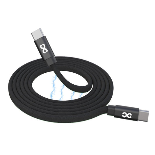 Infinyty Mag Loop Flat Magnetic Braided Cable USB-C to USB-C, 100W, 1m, Black