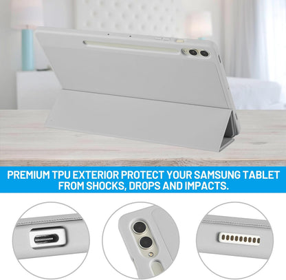 PROTECT  Samsung Tab S10 Plus Protective Tablet Cover, Silcon, Trifold Stand , Auto Wakeup Sleep, Pen Slot, Grey, PSTS10PGRY