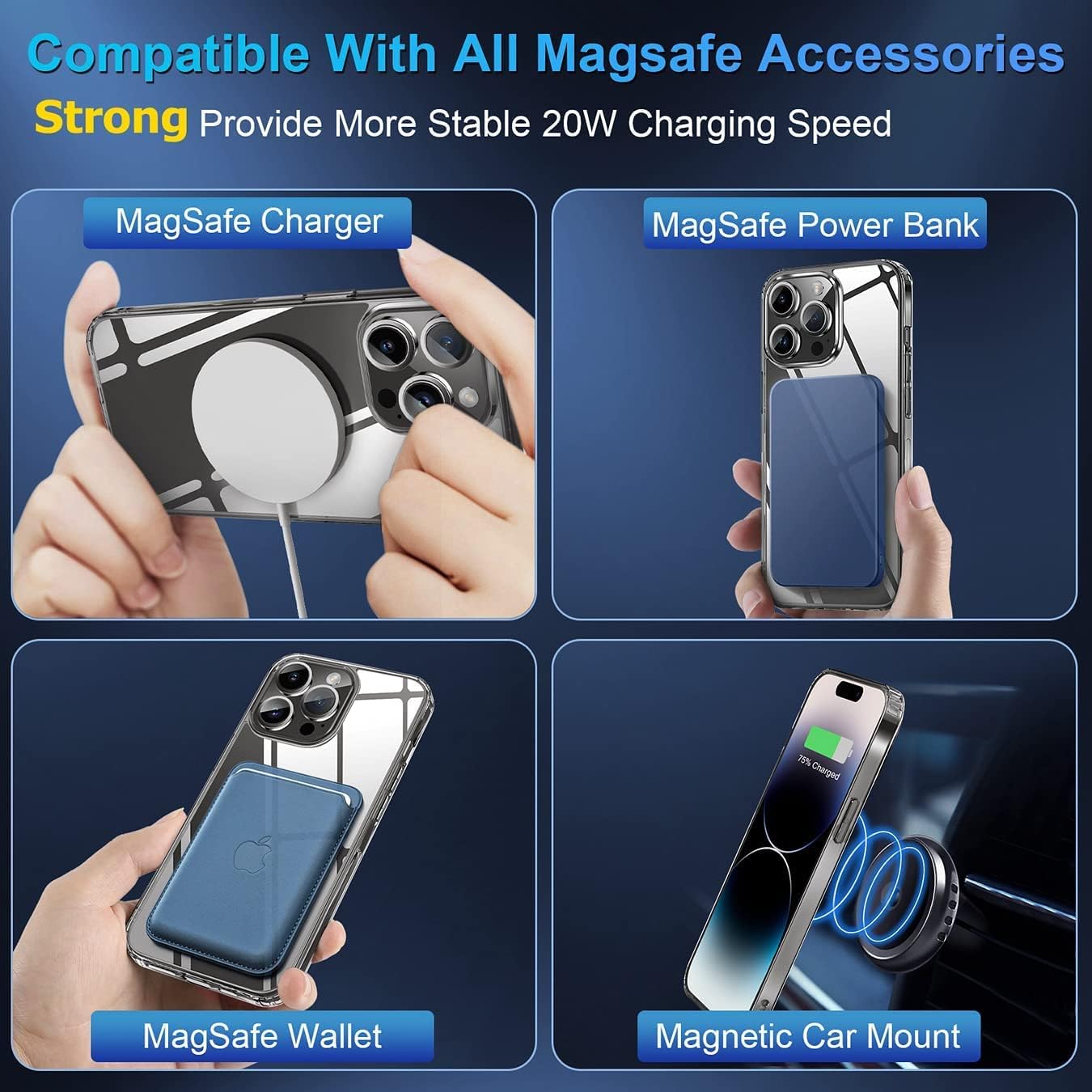 PROTECT  iPhone 14 Pro Magsafe Phone Case, Anti Scratch, Bundle, Screen Protector included, Protective, Clear, MSIP14P