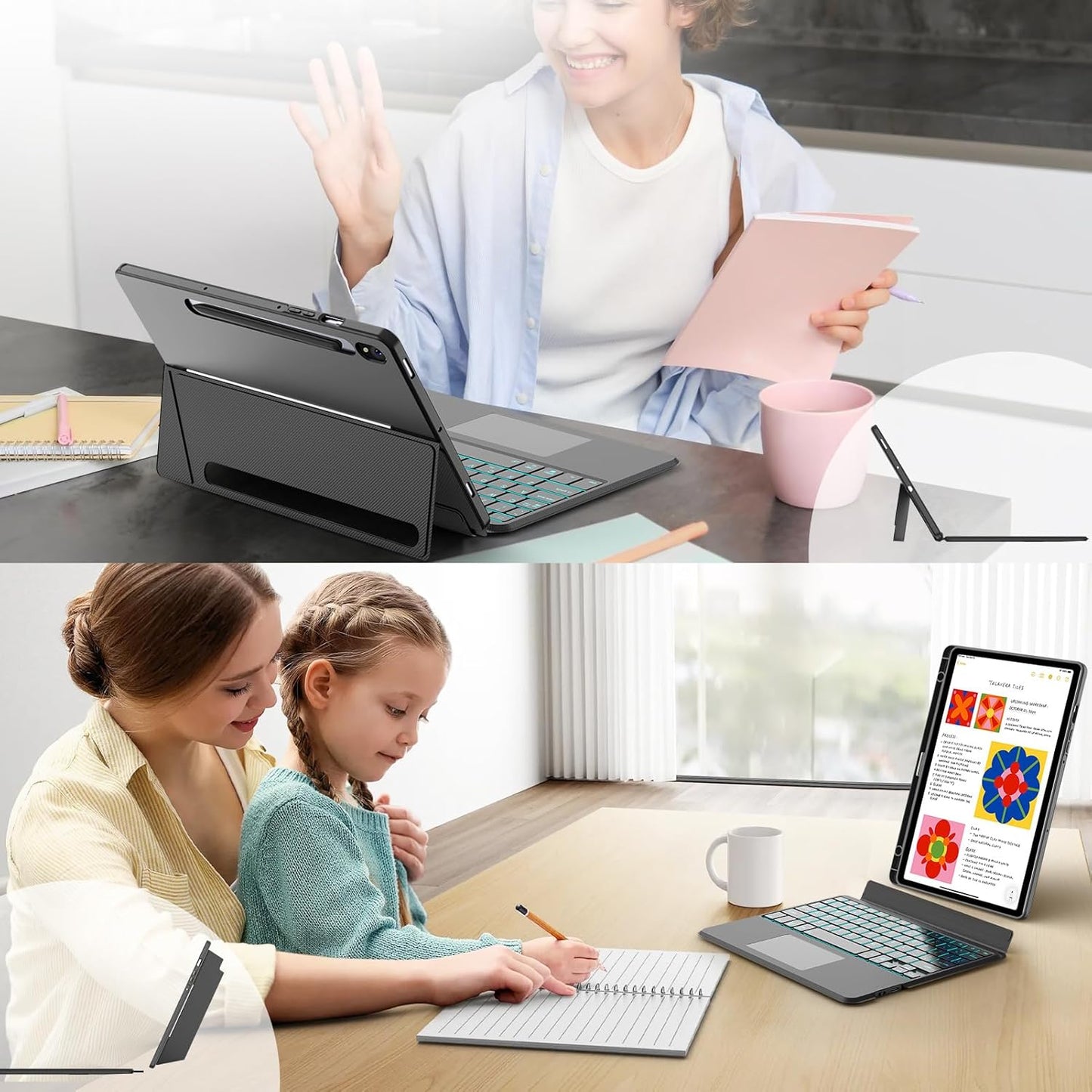 PROTECT  TAB S9 ULTRA Protective Tablet Keyboard, Bluetooth, With Trackpad, Backlit, Grey, HL118A-U