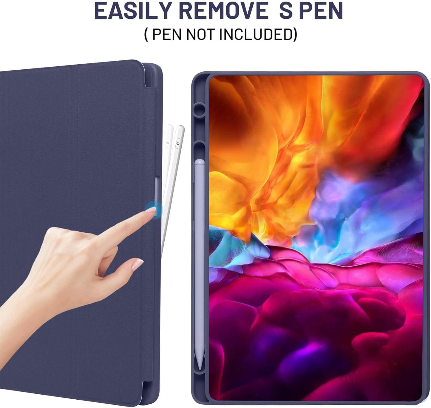 PROTECT  Samsung Tab A9 Plus Protective Tablet Cover, Silcon, Trifold Stand , Auto Wakeup Sleep, Pen Slot, Blue, PSTA9PBLU