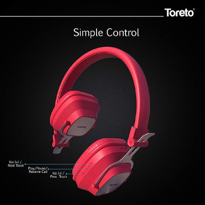 Toreto Explosive Pro Bluetooth Headphones with Mic Red