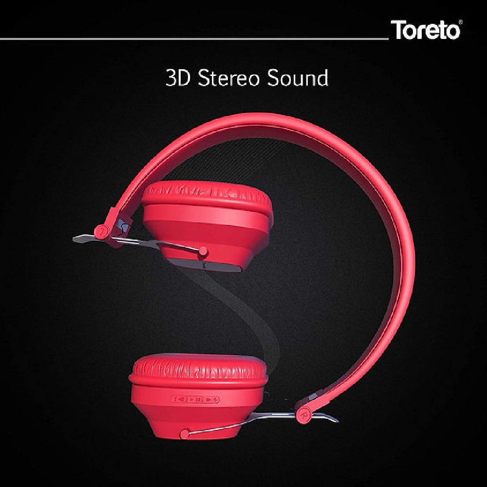 Toreto Explosive Pro Bluetooth Headphones with Mic Red