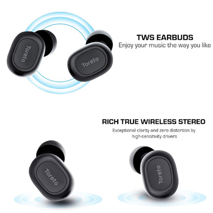 Toreto Torpods True Wireless Earbuds  Black