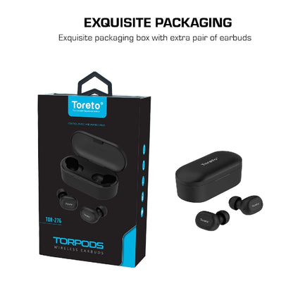 Toreto Torpods True Wireless Earbuds  Black