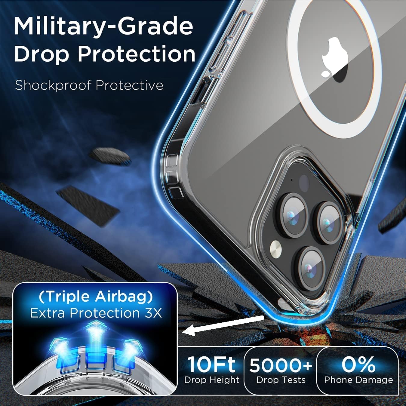 PROTECT  iPhone 14 Pro Magsafe Phone Case, Anti Scratch, Bundle, Screen Protector included, Protective, Clear, MSIP14P